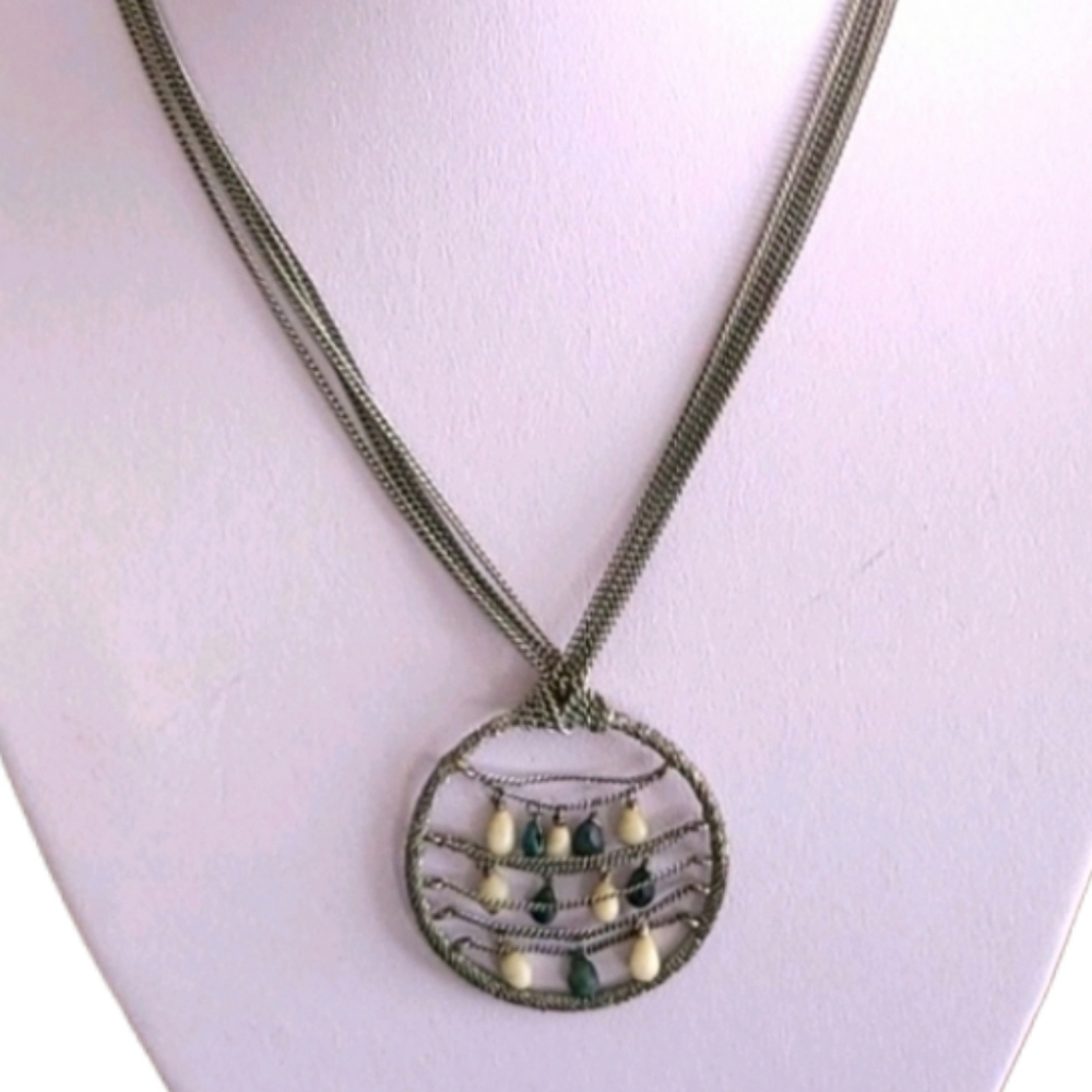 Reaction Kenneth Cole Shimmering Silver Strands and Beads Necklace
